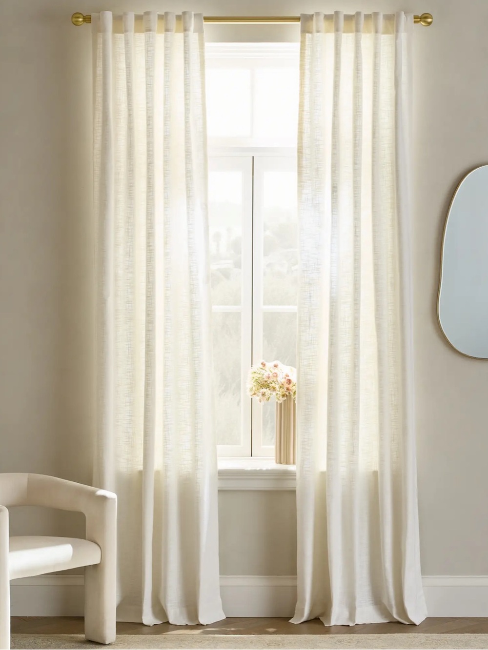 QUINCE Textured Cotton Curtain White Set 2 Panels